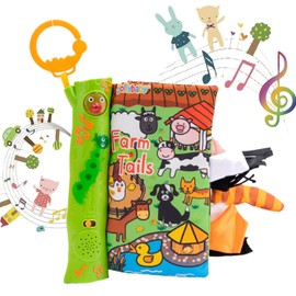 HECCEI Baby Musical Cloth Books, Tail Books, Activity Soft Books Toddler Early Development Cloth Books for Baby/Infant/Toddler 3 Months+