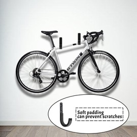 Wsetyy Garage Hooks with Soft Padding, Utility J Hooks Coat Heavy Duty, Ladder Hook Wall Hanger, for Bike Garden Hose Hunting Rifle, 4 Packs (4PC)