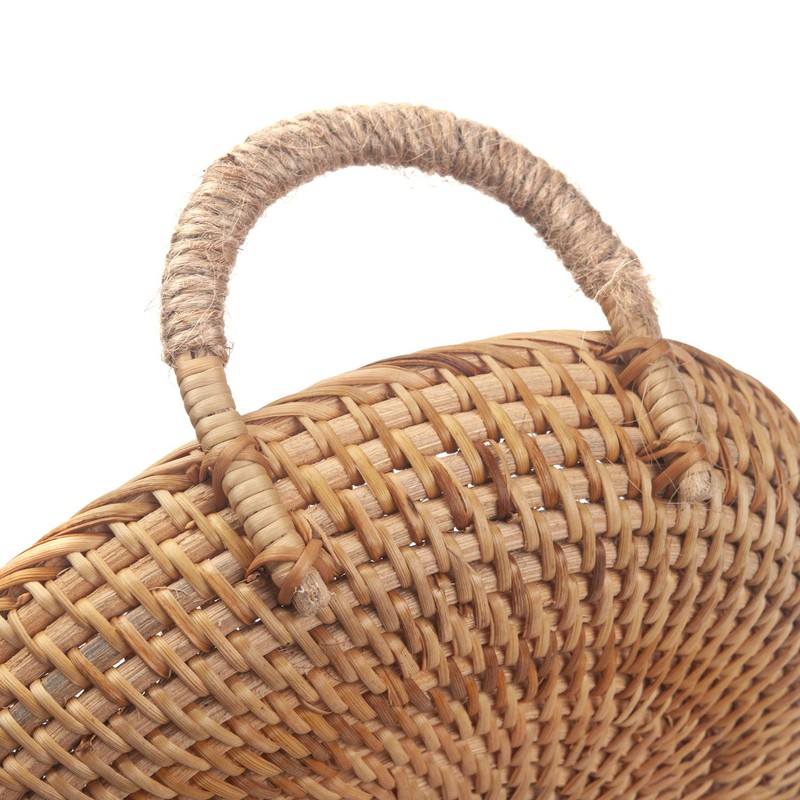 DECRAFTS Rattan Round Fruit Basket for Table Wicker Bread Tray