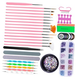 Ipetboom Nail Art Decoration Set 10pc Manicure Tools Kit Drill Pen Brush Liner Perfect for Women Girls