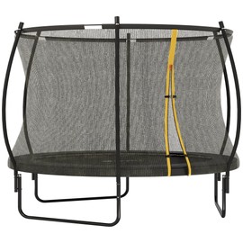 Soozier 8ft Trampoline Outdoor, Recreational Trampoline with Net Enclosure, Curved Poles and Safety Spring Cover for Kid Adults, ASTM Approved, Black