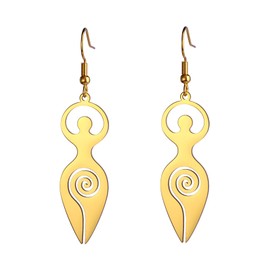 Spiral Fertility Goddess Dangle Earring for Women Celtic Goddess Of Fertility Stud Earrings Triple Moon Goddess Witch Dangle Drop Earring Protective Amulet Pagan Jewelry Gift (gold)