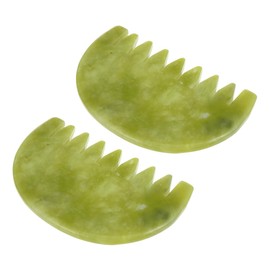 TOVINANNA Hair Comb 2pcs Natural Jade Massage Combs for Hair Care and Head Massaging Health and Wellness Scraping Tools for Relaxation and Scalp Stimulation Hair Comb Scalp Applicator