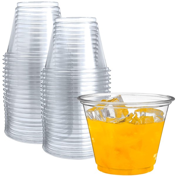Clear Plastic Cups | Plastic Cups | Clear Disposable Cups | PET Clear Cups | Plastic Water Cups | Plastic Wine Glass | Clear Plastic Party Cups (100ct (9oz))