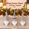 Christmas Gnome Hanging Ornaments - 3-Piece Gray Set with Patterned