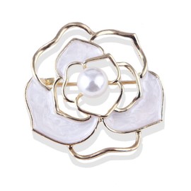 Flower Pearl Women's Brooch Camellia Hollow Flower Pin Brooch Elegant Flower Pearl Pin Coat T-shirt Dress Clothing Accessories Jewelry Gift