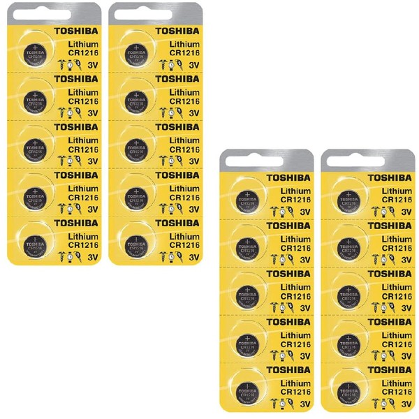 Toshiba CR1216 Battery 3V Lithium Coin Cell (20 Batteries)