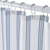 ORTIGIA Textured Fabric Shower Curtain-Blue Striped, 72x72 Inch Yarn Dyed