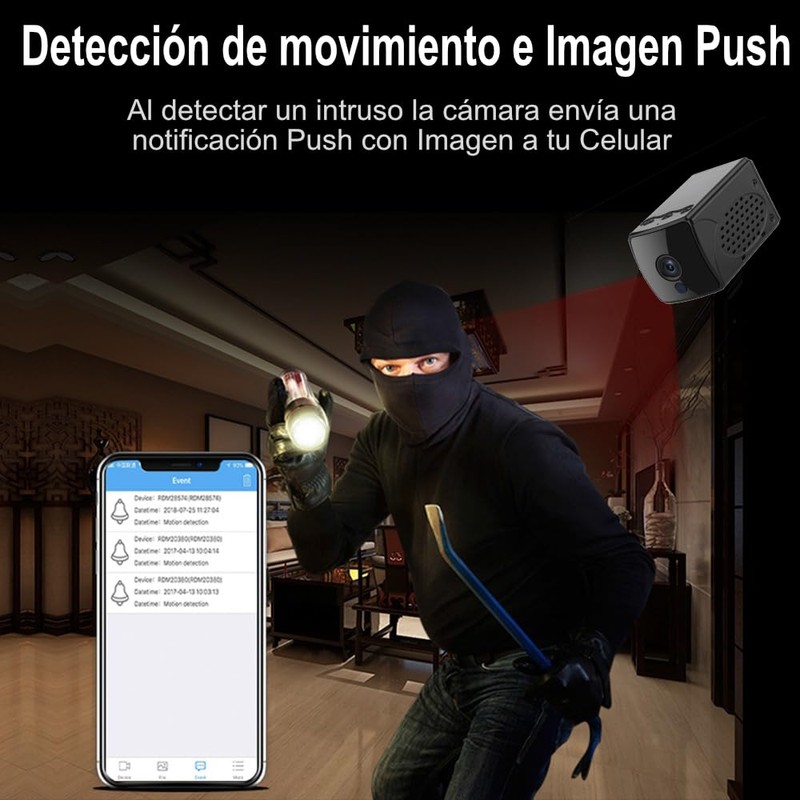 ZINKER Camara Espia WiFi Full HD 1080p Visión Nocturna Micrófono