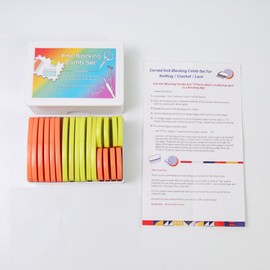 Lampstop Knit Blockers & Pins Kit 20Pcs Colorful Knit Blocking Combs for Blocking Knitting, Crochet, Lace or Needlework Projects Tool Device (Yellow & Orange)
