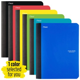 Five Star Composition Book/Notebook, Wide Ruled Paper, 100 Sheets, 9-3/4" x 7-1/2", Color Selected For You, 1 Count (09006)