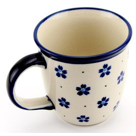 Polish Pottery Mug 12 Oz. From Zaklady Ceramiczne Boleslawiec #1105-165a Classic Pattern, Capacity: 12 Oz.