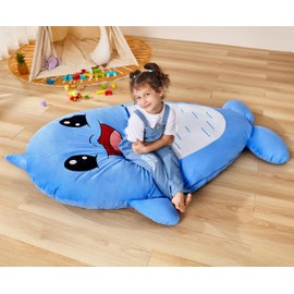 Hobestluk Bean Bag Chairs Bean Bag Floor Cushion Sleeping Mat Bag Bean Bag Chairs for Kids Adults Beanbag with Lovely Dolphin Design for Living Room Bedroom or Playroom (Blue)