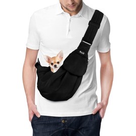 SlowTon Dog Carrier Sling, Thick Padded Adjustable Shoulder Strap Dog Carriers for Small Dogs, Puppy Carrier Purse for Pet Cat with Front Zipper Pocket Safety Belt Machine Washable