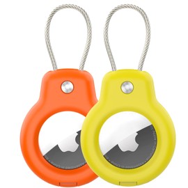 GLILAVOX AirTag Case, Set of 2, Air Tag Case, Airtag Keychain, Wire Ring, Strap, Airtag Case, Airtag, Protective Case, Lock, Shockproof, Luggage, Keys, Backpack, Air Tag Case