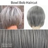 RENERSHOW Layered Bob Short Gray Wigs for Women Mixed Gray