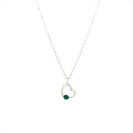 Agalea | Collar de Plata Ley .925 con Dije de Corazón con Circonia de 45 cm para mujer (Verde)