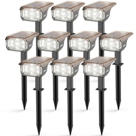 LEREKAM Solar Spot Lights,IP65 Waterproof 40 LED's Landscape Spotlights,3 Modes Outdoor Garden Lights, 360 Adjustable Lighting Angle, Solar Powered Wall Lights for Yard Porch 10 Pack
