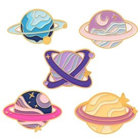 5PC Cute Cartoon Planet Brooch Set Solar System Exploration Universe Stars Enamel Pin Badge DIY Clothes Hat Backpack Accessories Gifts