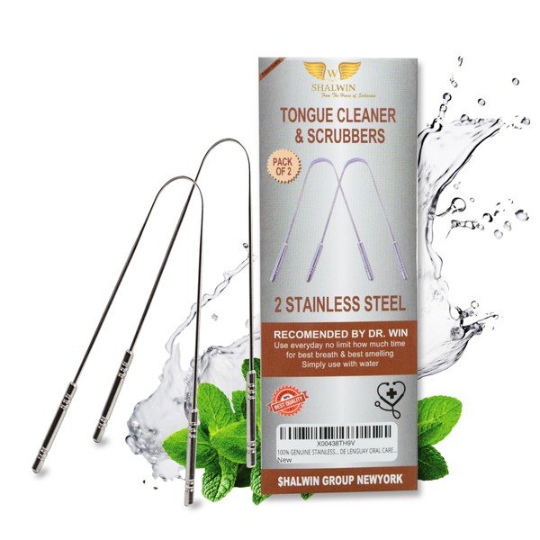 SHALWIN TONGUE CLEANER 100% GENUINE STAINLESS STEEL (PACK OF 2)