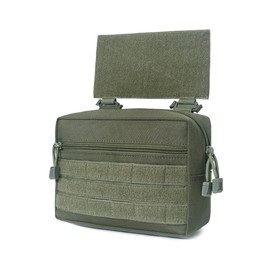 Tactical MOLLE Dump Drop Pouch Sub Abdominal Utility Tool Bag for JPC CPC AVS Vest with Hook and Loop Panel Green