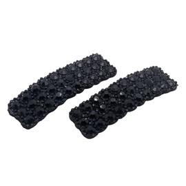 2Pcs Black Rhinestones Snap Hair Clips, Rectangular Hairpins, Wedding Rhinestone Barrettes, Korean Style Barrettes Hair Accessories, Hair Clips for Women Girls