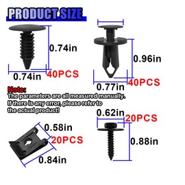 Tuxihapp 120 PCS M4.2 Universal Car Body Fenders Liner Screws and U-Nut Kit, Multipurpose Engine Splash Shield Hex Head Screw, Automotive Bumper Fastener Retainer Plastic Clips for Ford Buick (Black)