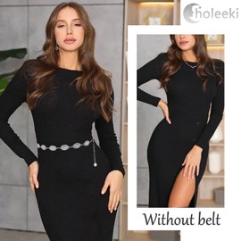 Choleeki Women Concho Chain Belt Metal Link Western Cowgirl Turquoise Waist Chain Belts for Dress Jeans (H, M)