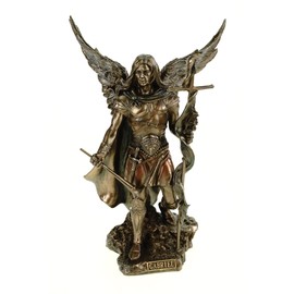 Veronese by Joh. Vogler GmbH Erzengel Heiliger Gabriel mit Kreuz und Trompete bronziert Figur Skulptur Esoterik Engel