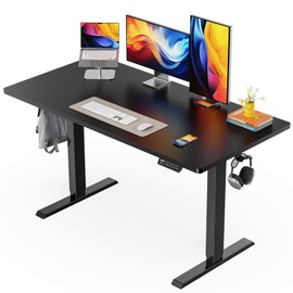 ErGear Electric Standing Desk, 48 x 24 inch Height Adjustable Sit Stand Up Desk, Computer Home Office Desk with 4 Memory Height Buttons, Two Pieces Desktop, Black, EGESD110B