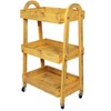 3-Tier Wooden Rolling Cart- Wooden Utility Cart wit Wheels- Utility