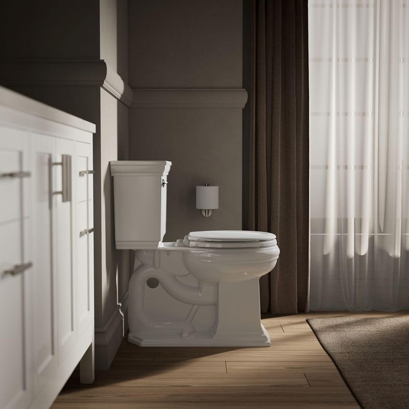 KOHLER Stonewood Quiet-Close Round Toilet Seat, Slow Close Design, Durable