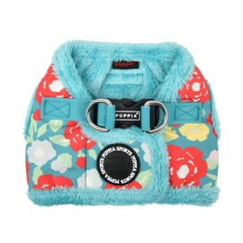 Puppia Alyssa Vest Dog Harness Step-in Warm Winter Flower Pattern for Small and Medium Dog, Aqua, X-Large