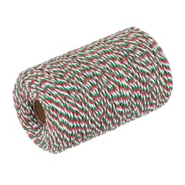 QUARKZMAN Cotton Rope Braided Cord, Red, Green and White, 200 m/218 Yards, 2 mm Diameter for Wall Decoration, Plant Hanging, Knitting, Macrame Knot
