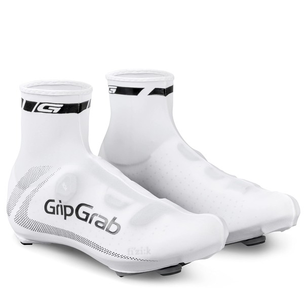 GripGrab Unisex Gripgrab Raceaero Road Bike Summer Aero Overshoes - Lightweight Lycra Cycling Shoe-covers for Time T Shoe Covers, White, One Size UK