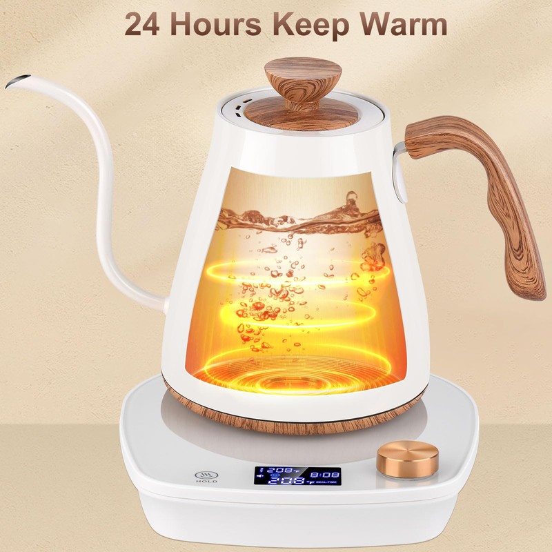 YDDZZM Gooseneck Electric Kettle, Intelligent Temperature Control, Stainless Steel Inner,