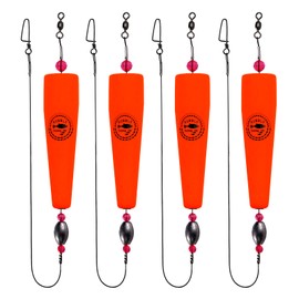 BUBBLE FISHING Fishing Floats Rigs Popping Corks for Saltwater Rattle Weighted Bobbers Fishing Tackle (4pcs, 5 in, Orange)