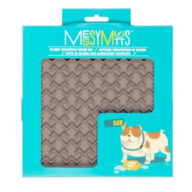 Messy Mutts Silicone Therapeutic Interactive Feeding and Licking Mat | 8” x 8” | Slow Feeder for Boredom & Anxiety | Lick Pad for Cats & Small Dogs | Grey