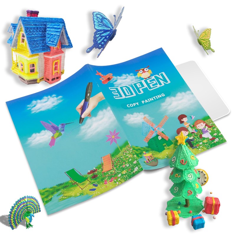 3D Pen Printing Drawing Book, Reusable Colorful 40 Patterns Thick