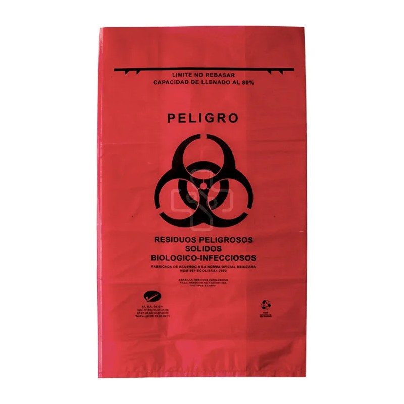 Bolsa Rpbi Para Residuos Biológicos 46cm X 50cm Paq 10