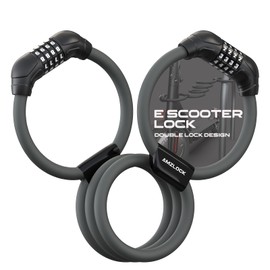 Scooter Lock, Bike Lock, Bicycle Lock, 4-Digit Combination Cable Lock, 110cm (3.6ft) Anti Theft, Flexible, Lightweight, Chain Lock for Scooters, Bicycles, Motorcycles