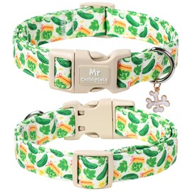 MR.CHUBBYFACE Pickle Cotton Dog Collar, Cute Summer Pickle Pattern Dog Collars, Soft Plastic Buckle Puppy Collar for Small Medium Large Dog