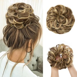 Lydell Messy Scrunchie Bun Voluminous Wavy Hairpiece Heat-resistant Synthetic Fiber 10H86 Brown Highlights