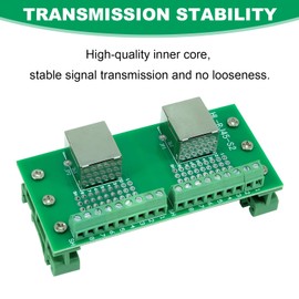 RJ45 8P8C DIN Schienenmontage Ethernet Dual Weiblich Terminal Steckverbinder Verteiler Breakout Board,Horizontale Buchsen Adapter(Horizontale)