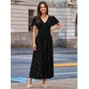 Simplee Women's Floral Velvet Maxi Dress V Neck Short Sleeve