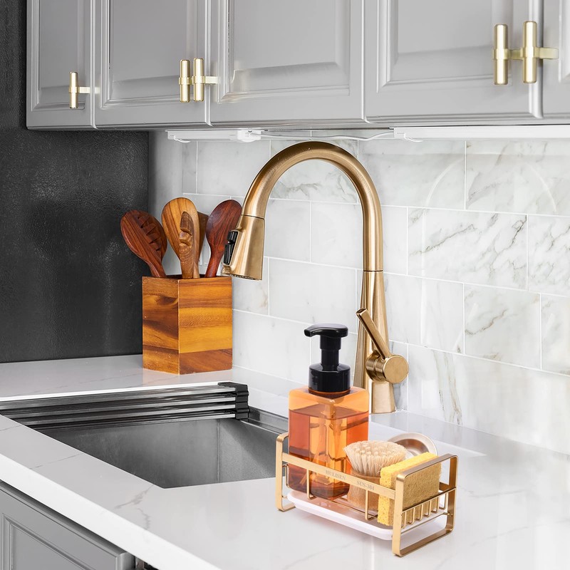 HULISEN Kitchen Sink Sponge Holder, 304 Stainless Steel Kitchen Soap