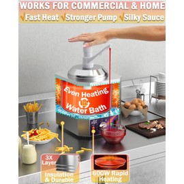 Nacho Cheese Dispenser, 2.8Qt Nacho Cheese Dip Warmer with Pump, Hot Fudge Warmer with 9-Level Temperature Adjustment, Commercial Sauce Dispenser Machine for Queso para Nachos, Caramel Syrup Pumps