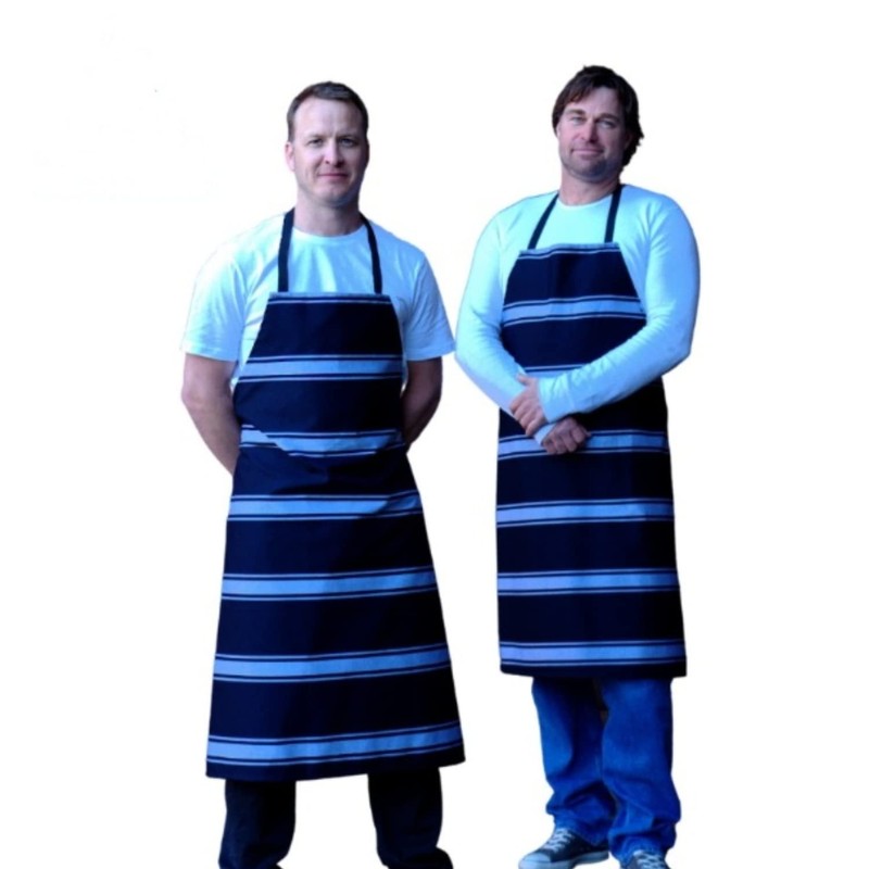 Bib Apron Butcher Stripe Traditional Navy-white Apron Food Unisex poly