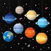 ANCLLO 8Pcs Planet Paper Lanterns Hanging Foldable Solar System Lanterns