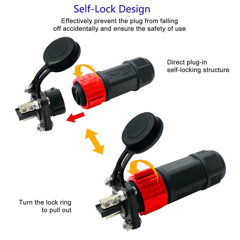 2 Pin 50Amp Trolling Motor Plug Receptacle Set, 12/24/36/48 Volt